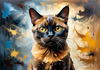 Expressive Burmese Cat with Piercing Gaze Art Print