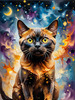 Expressive Burmese Cat with Piercing Gaze Art Print