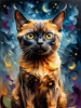 Expressive Burmese Cat with Piercing Gaze Art Print