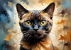 Expressive Burmese Cat with Piercing Gaze Art Print