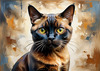 Expressive Burmese Cat with Piercing Gaze Art Print