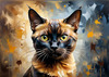 Expressive Burmese Cat with Piercing Gaze Art Print