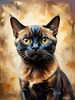Expressive Burmese Cat with Piercing Gaze Art Print