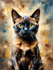 Expressive Burmese Cat with Piercing Gaze Art Print