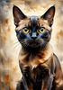 Expressive Burmese Cat with Piercing Gaze Art Print