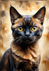 Expressive Burmese Cat with Piercing Gaze Art Print