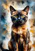 Expressive Burmese Cat with Piercing Gaze Art Print