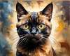 Expressive Burmese Cat with Piercing Gaze Art Print