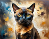 Expressive Burmese Cat with Piercing Gaze Art Print