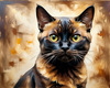 Expressive Burmese Cat with Piercing Gaze Art Print
