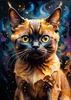 Expressive Burmese Cat with Piercing Gaze Art Print