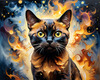 Expressive Burmese Cat with Piercing Gaze Art Print