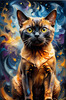 Expressive Burmese Cat with Piercing Gaze Art Print