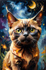 Expressive Burmese Cat with Piercing Gaze Art Print