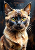 Expressive Burmese Cat with Piercing Gaze Art Print
