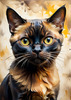 Expressive Burmese Cat with Piercing Gaze Art Print