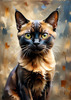 Expressive Burmese Cat with Piercing Gaze Art Print