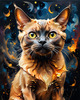 Expressive Burmese Cat with Piercing Gaze Art Print