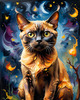 Expressive Burmese Cat with Piercing Gaze Art Print