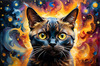 Expressive Burmese Cat with Piercing Gaze Art Print