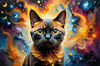 Expressive Burmese Cat with Piercing Gaze Art Print