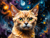 Expressive Burmese Cat with Piercing Gaze Art Print
