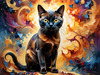 Expressive Burmese Cat with Piercing Gaze Art Print