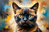 Expressive Burmese Cat with Piercing Gaze Art Print