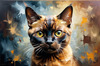 Expressive Burmese Cat with Piercing Gaze Art Print