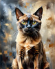 Expressive Burmese Cat with Piercing Gaze Art Print