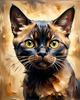 Expressive Burmese Cat with Piercing Gaze Art Print