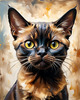 Expressive Burmese Cat with Piercing Gaze Art Print