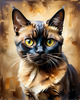 Expressive Burmese Cat with Piercing Gaze Art Print