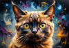 Expressive Burmese Cat with Piercing Gaze Art Print