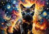 Expressive Burmese Cat with Piercing Gaze Art Print