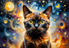 Expressive Burmese Cat with Piercing Gaze Art Print