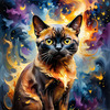 Expressive Burmese Cat with Piercing Gaze Art Print