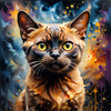 Expressive Burmese Cat with Piercing Gaze Art Print