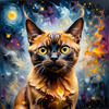 Expressive Burmese Cat with Piercing Gaze Art Print