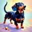 Playful Dachshund Art Print with Transforming Shadow into Stretched Toys