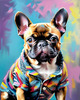 Expressive Art of a French Bulldog with Soulful Eyes in Pastels