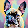 Expressive Art of a French Bulldog with Soulful Eyes in Pastels