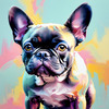 Expressive Art of a French Bulldog with Soulful Eyes in Pastels