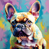 Expressive Art of a French Bulldog with Soulful Eyes in Pastels