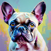 Expressive Art of a French Bulldog with Soulful Eyes in Pastels