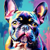 Expressive Art of a French Bulldog with Soulful Eyes in Pastels