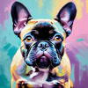 Expressive Art of a French Bulldog with Soulful Eyes in Pastels