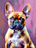 Expressive Art of a French Bulldog with Soulful Eyes in Pastels