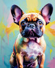 Expressive Art of a French Bulldog with Soulful Eyes in Pastels