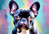 Expressive Art of a French Bulldog with Soulful Eyes in Pastels
